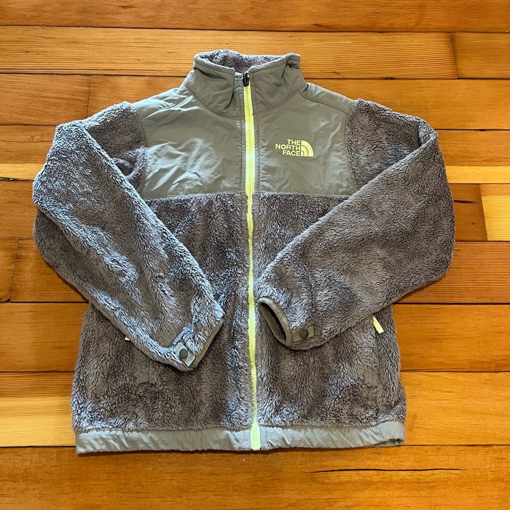 Girls size small 7/8 The North Face Gray and Lime Fleece